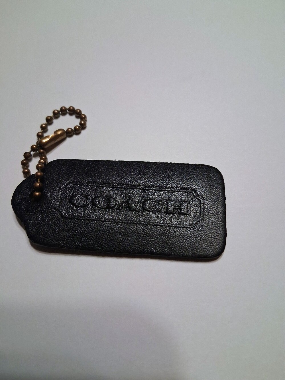 Vintage Coach Black Leather Replacement Hangtag Key fob Charm For Handbag Purse